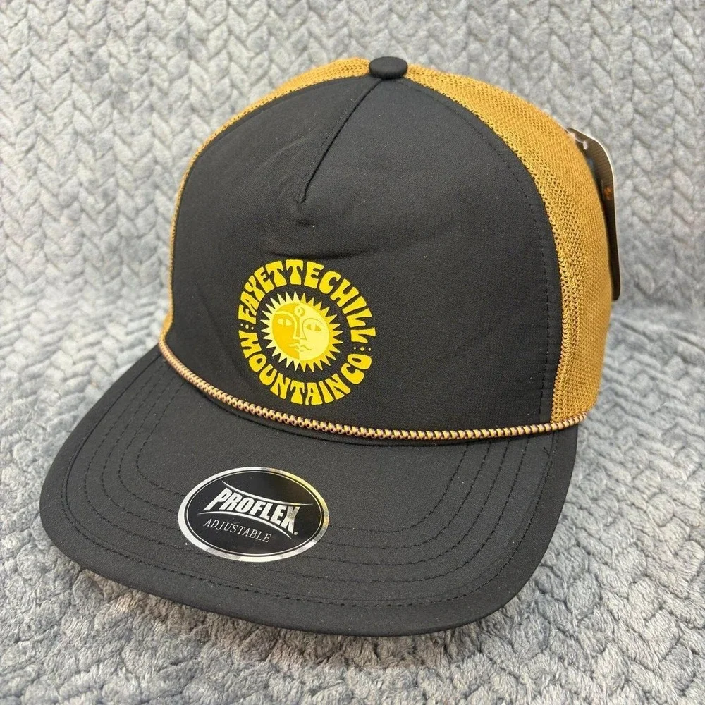 Fayettechill Mountain Co Proflex Trucker Hat Black Gold Snapback FC239081 NEW